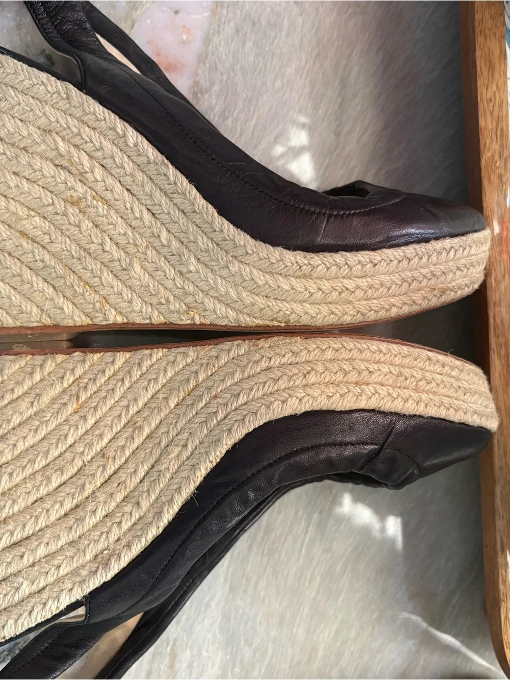 Coach Maritza Black Peep-Toe Espadrilles